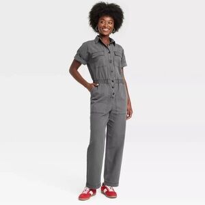 Universal Thread Women's Short Sleeve Boilersuit Jumpsuit Gray Size 8
